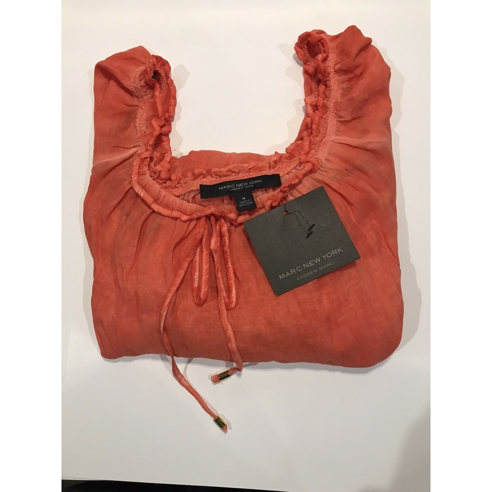 marc new york‎ womens peasant style cherry tomato shirt medium scoop neck